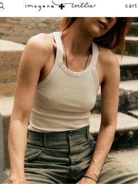 Imogene + Willie vintage white ribbed racerback tank top Large & Medium